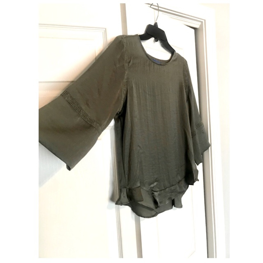 Olive silk dress shirt